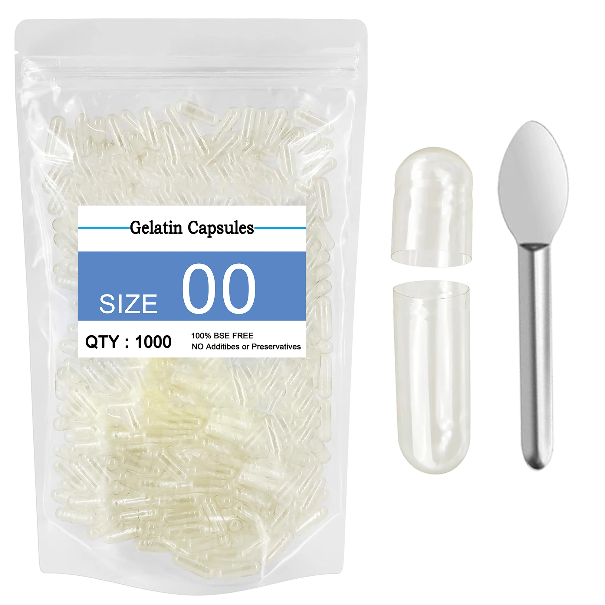 1000PCS Gelatin Empty Capsule Joined Size 00#0# Hollow Capsule, Medical Capsule Packing, Case for Powder Gel Cap Capsule