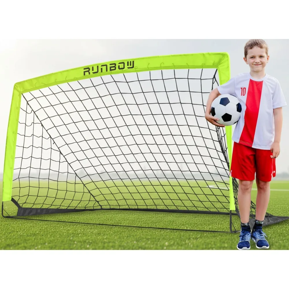 هدف كرة قدم محمول قابل للطي مقاس 5 × 3 أقدام مع حقيبة حمل، شبكة تدريب داخلية وخارجية للأطفال والشباب والكبار #1