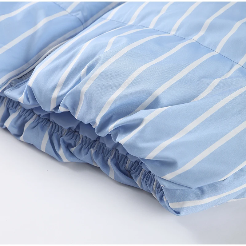 Color-Blocking Stripe Women's Cotton Jacket Zipper Long Sleeve Lace Cuff Stand-Up Collar Female Jacket Loose Casual Coats Ladies