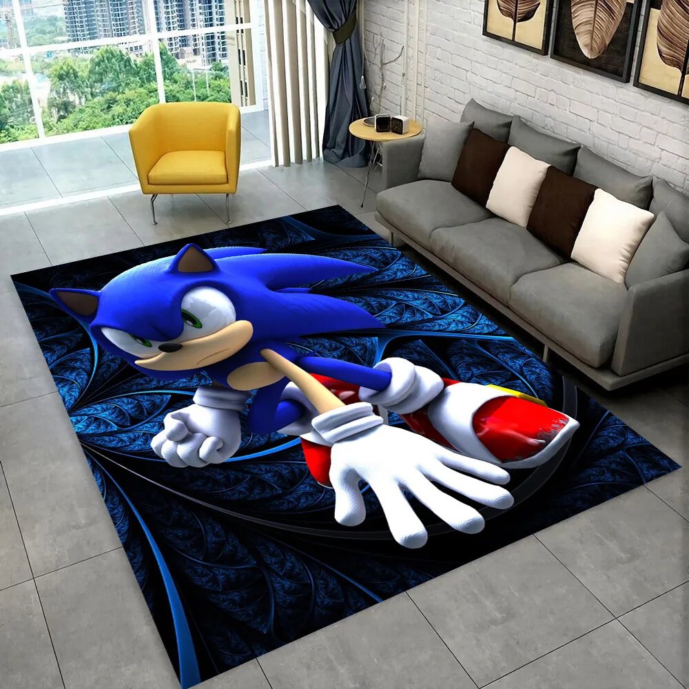 Fashion S-Sonic Cartoon Game Carpet Rug for Playroom Bedroom Living Room Sofa Home Decor,kids Play Area Rug Non-slip Floor Mat