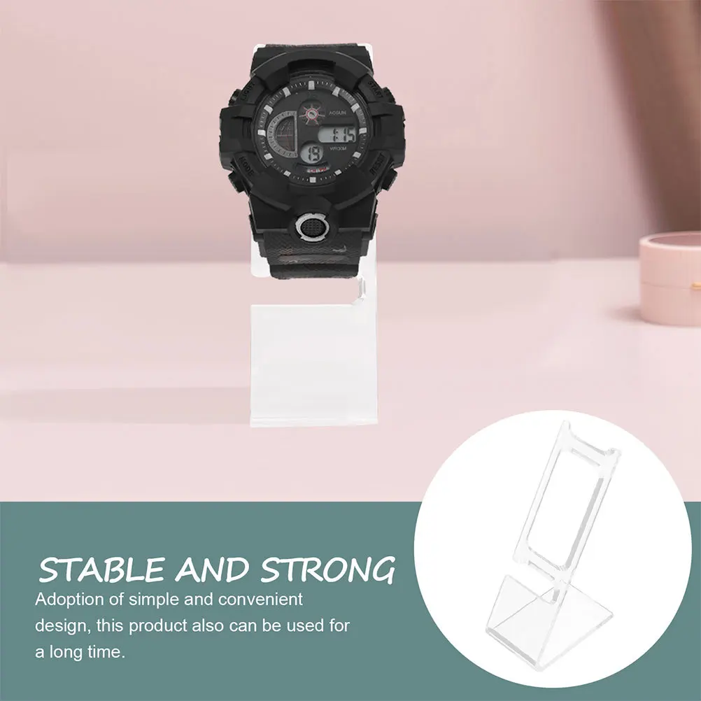 50 szt. Stojaków na zegarki, przezroczysty plastikowy uchwyt w kształcie litery L, przezroczysty organizer na biżuterię, gablota do użytku domowego lub sklepowego, na zegarki na rękę.