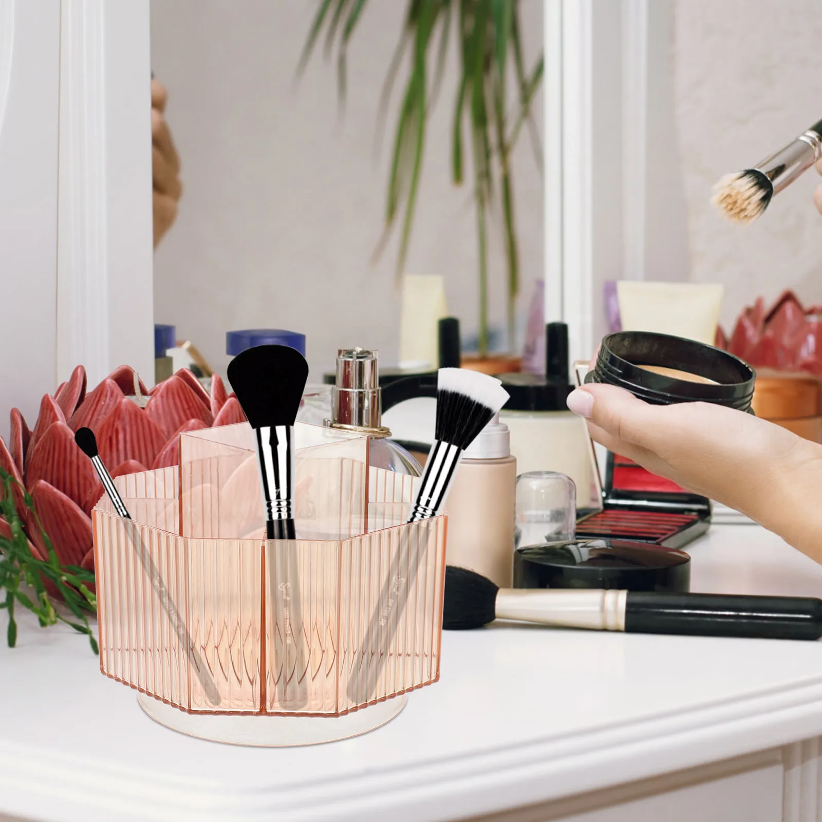 

360° Rotatable ganizer Green Makeup Brush ganizer Holder Desktop Holder for Eyebrow Lip Brushes Storage Box