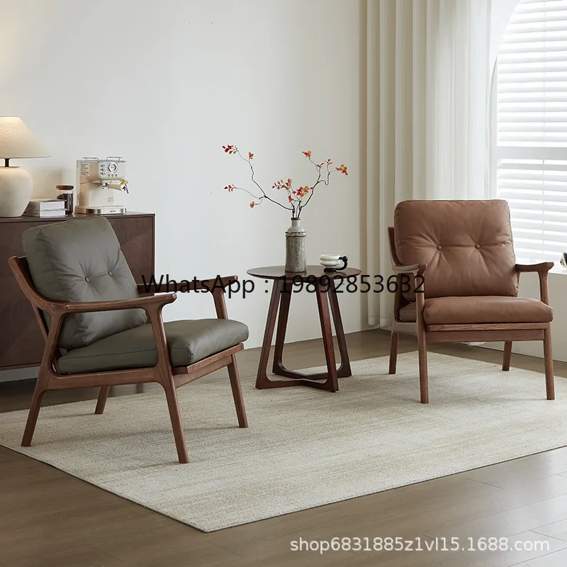كرسي أريكة بمقعد واحد من الخشب الصلب الاسكندنافي YFY كرسي صالة شرفة لغرفة المعيشة البسيط الحديث #3