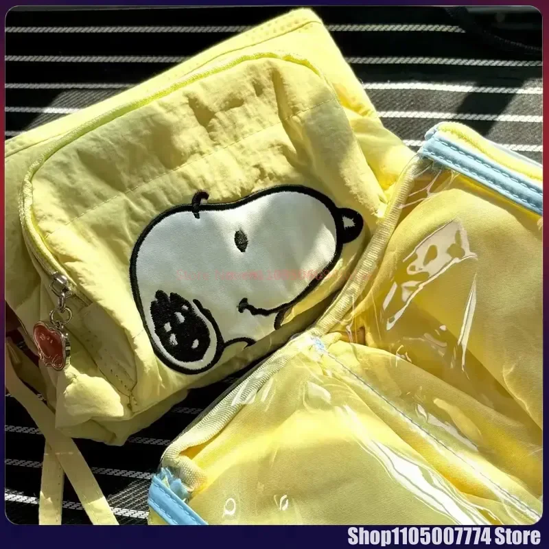 Anime Snoopy Cosmetic Bag Cartoon Cute Large-Capacity Portable Storage Bag Foldable Travel Bag Storage Artifact Birthday Gift