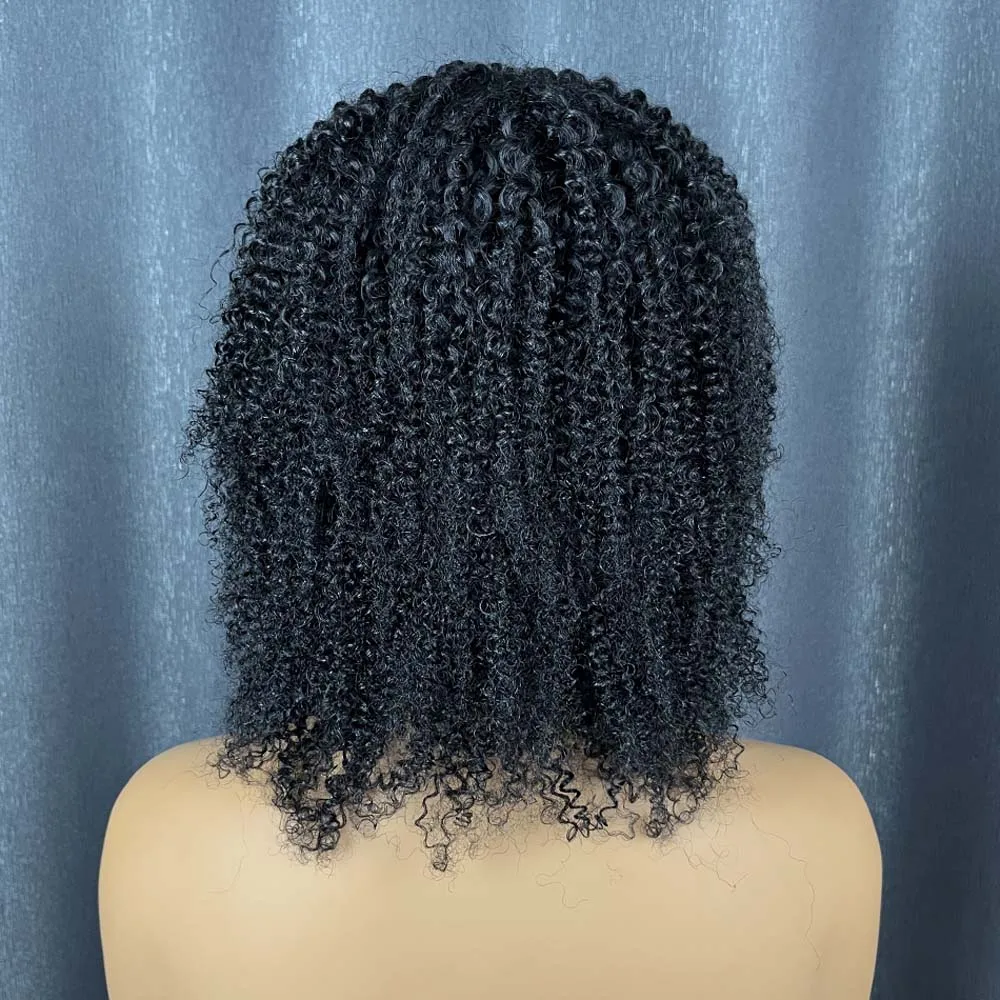 Кудрявый короткий вьющийся парик с стрижкой пикси с челкой, полностью машинное производство, бразильские парики из человеческих волос для женщин, готовые к работе