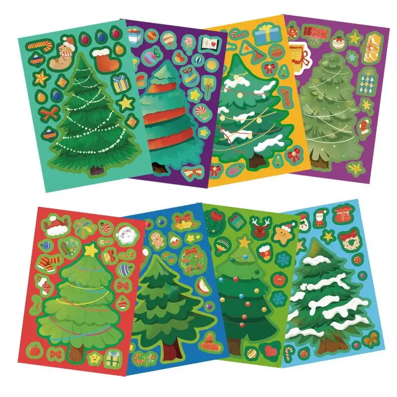 

12/24PCS Toy Puzzle Stickers Christmas Tree Make A Face Stickers DIY Handicrafts Waterproof Stationery Stickers