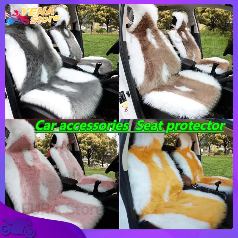 

Winter plush car seat cover for insulation. Universal winter thickening car accessory. Seat protector
