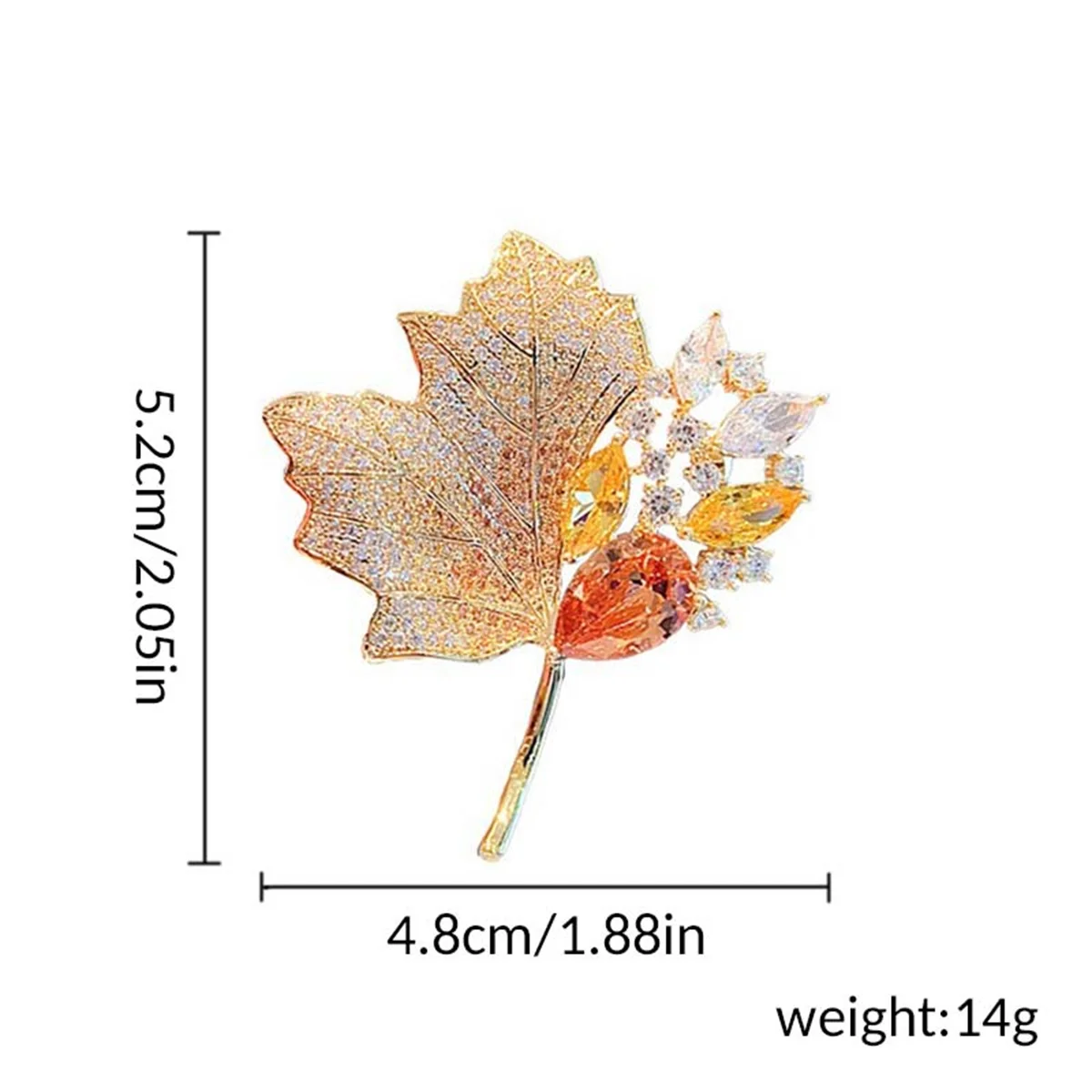 Rinhoo Full Rhinestone Maple Leaves Brooches For Women Vintage Yellow Green Crystal Leaf Lapel Pins Plant Buckle Badges Jewelry