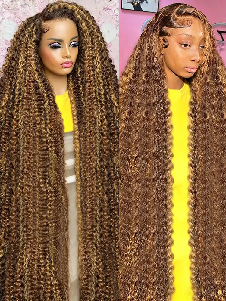 

30-40-дюймовый парик из натуральных волос с эффектом омбре и глубокими волнами, 13x6 HD, с кружевной передней частью, 4/27, бразильский, 13x4, с эффектом водной волны, 250% плотность