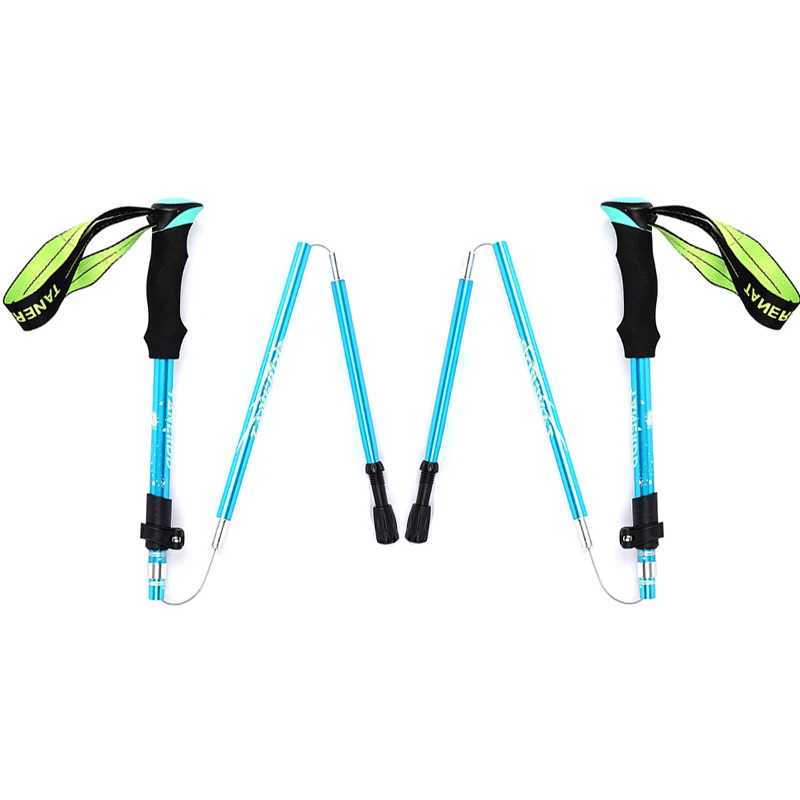 5-Section Outdoor Fold Trekking Pole Camping Portable Walking Hiking Stick For Nordic Elderly Telescopic Club Easy Put Into Bag