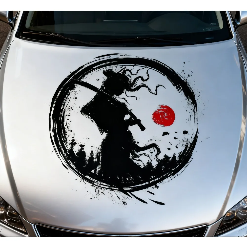 Japanese Samurai Retro Round Stickers, Waterproof Scratch Resistant Vinyl Decals for Car Bumper Window