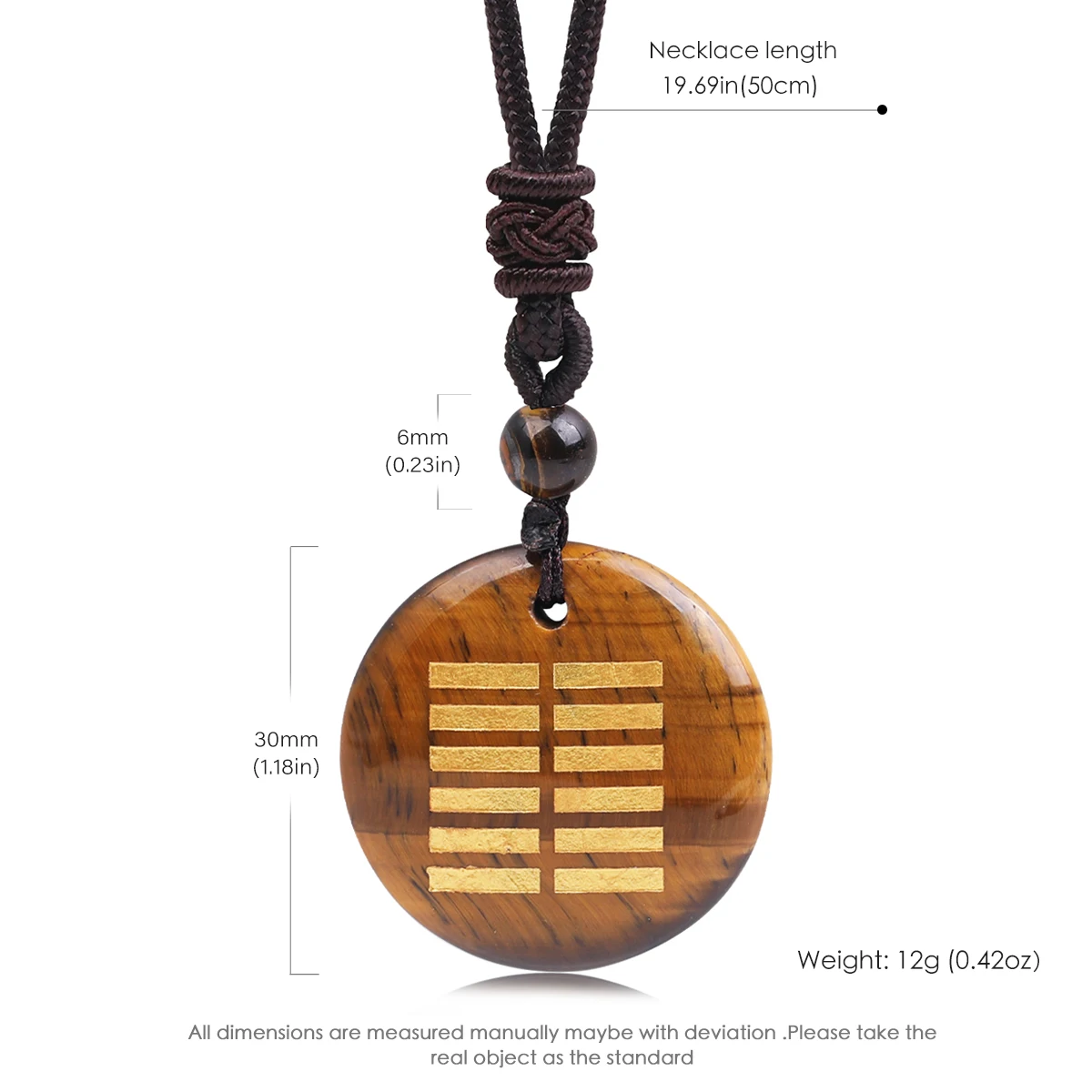 Fashion Men Necklace Natural Stone Cross Bagua Gossip Balance Five Elements Pendant Necklace Tiger Eye Stone Women Necklace