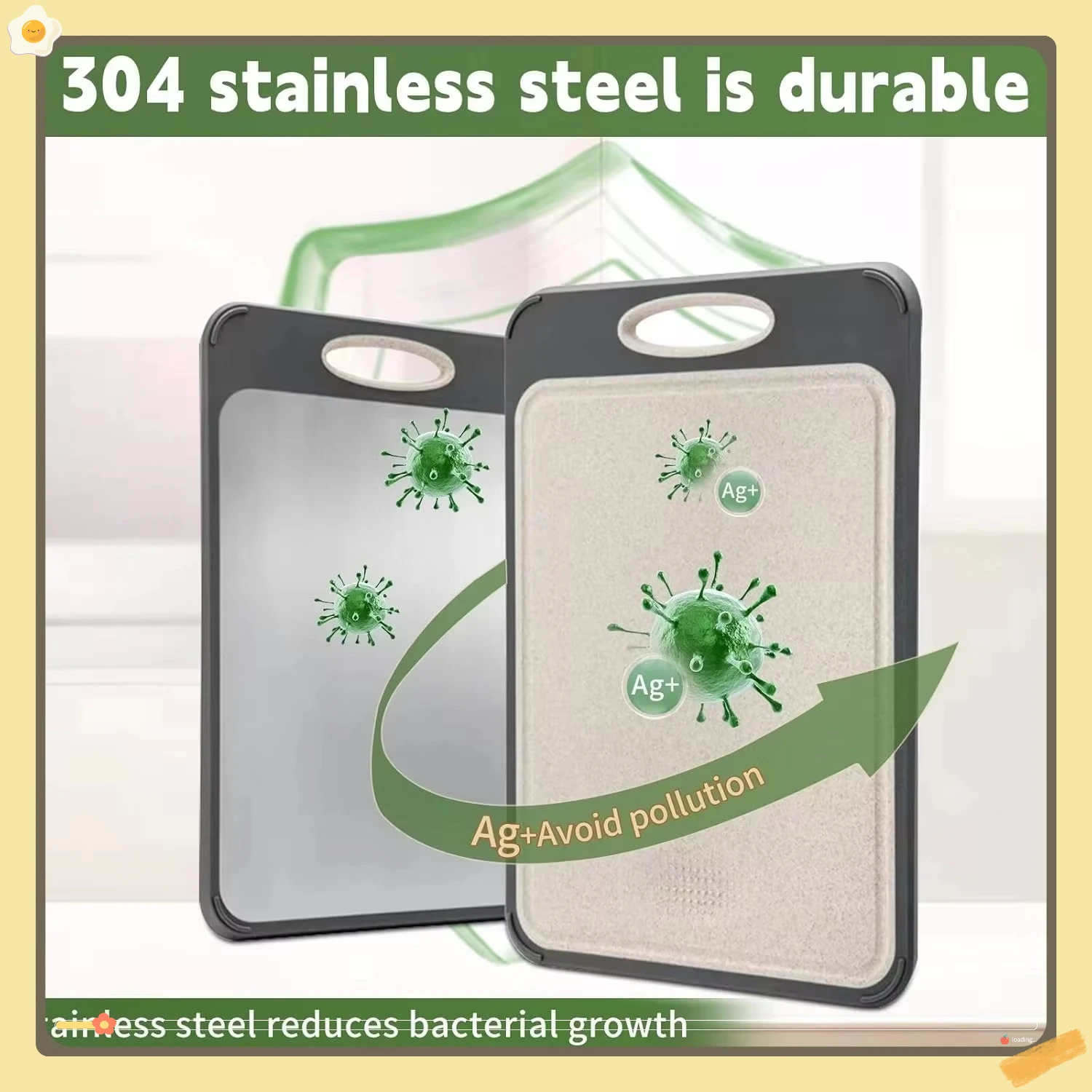 

Large Double-Sided Cutting Board with Stainless Steel & Wheat Straw – Hygienic Non-Slip Surface for Meat Prep, Veggies