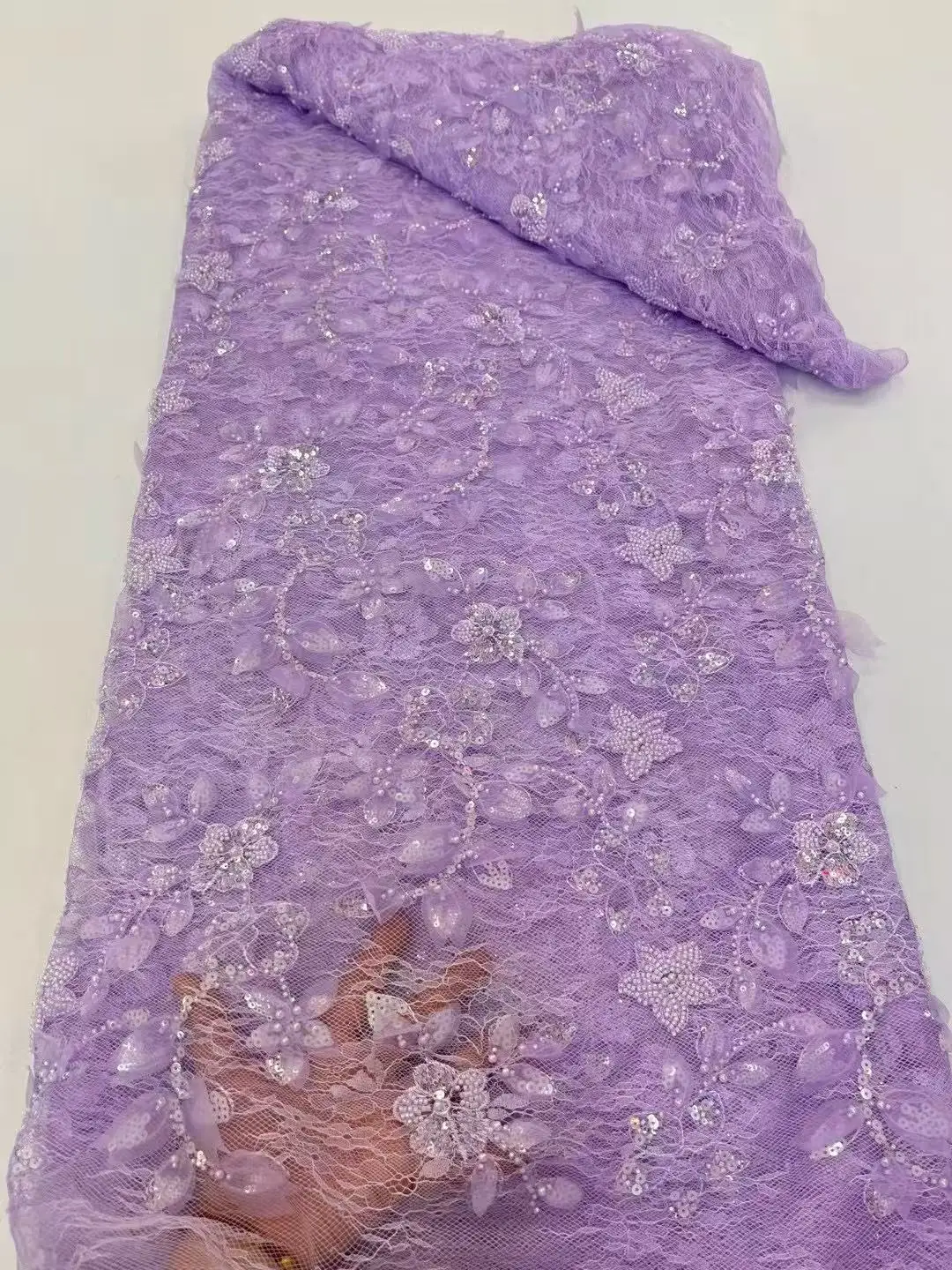 

African Sequins Lace Fabric 2025 High Quality French Nigerian Groom Lace Mesh Fabrics Beads For Sewing Dress Wedding Party
