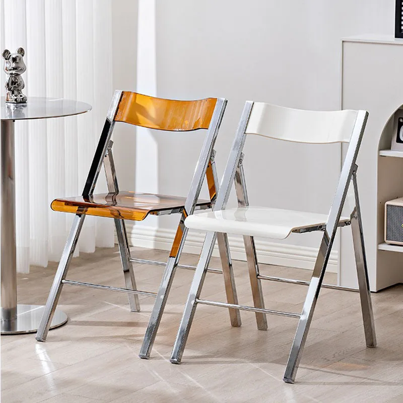 

Nordic transparent chair light luxury dining chair household high-end Internet celebrity medieval simple plastic folding chair
