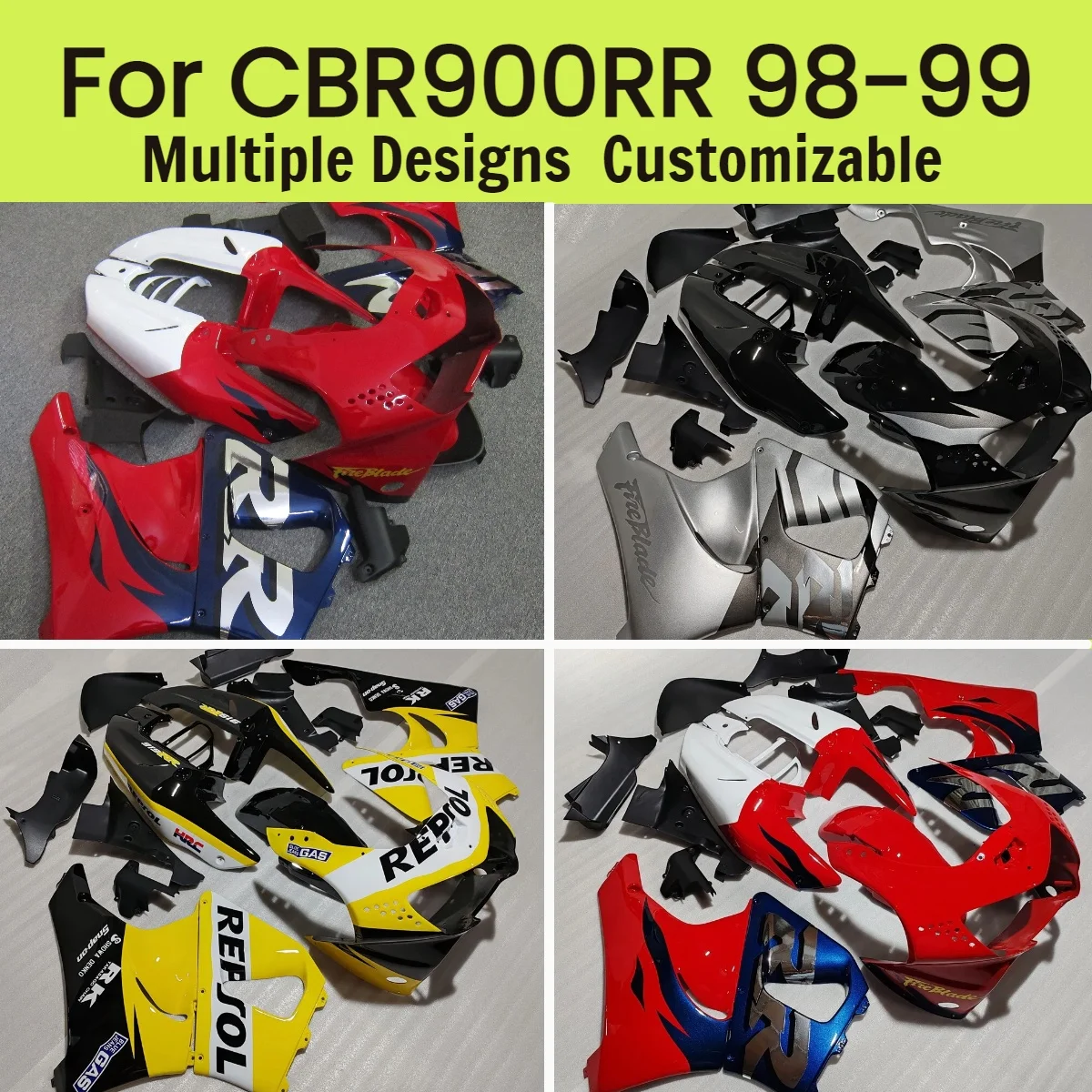 

Fairing Body Kit CBR900RR 1998 1999 Customizable ABS Plastic Motorcycle Aftermarket Fairings for HONDA CBR 900RR 98 99