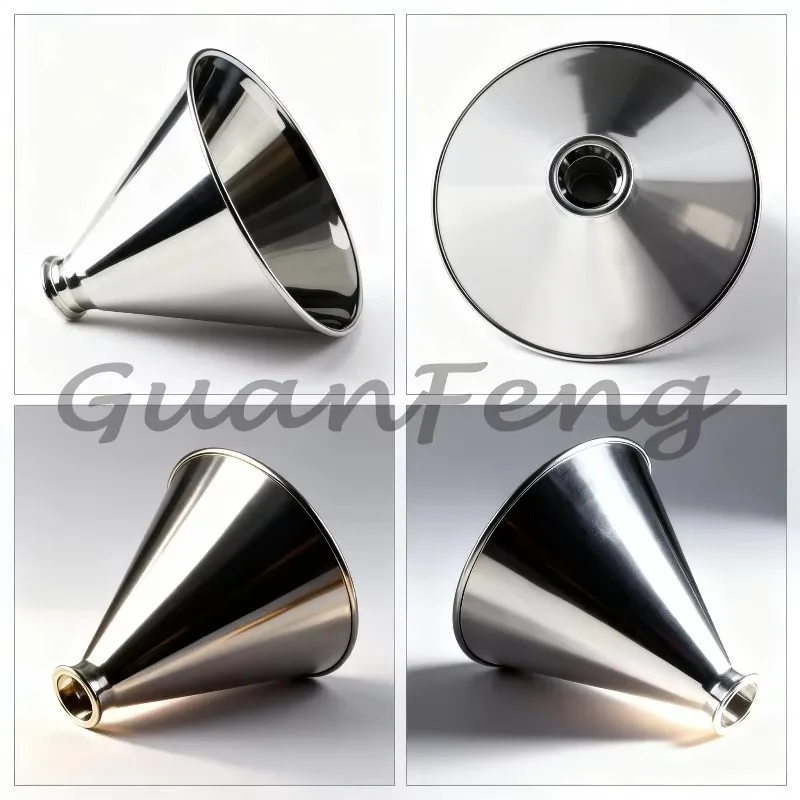 Food Grade 304 Stainless Steel Conical Feed Hopper, Material Hopper for Injection Molding & Filling Equipment
