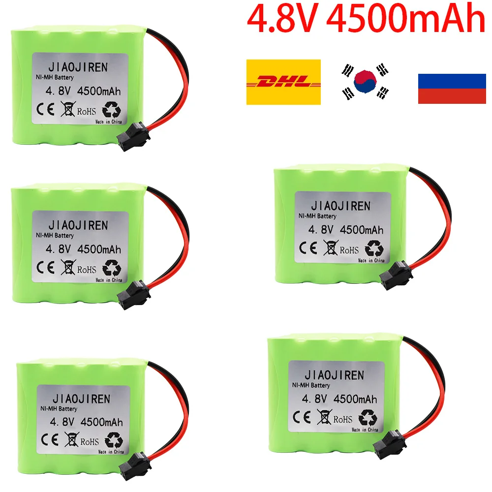 (Wtyczka SM) 4.8v 4500mah NiMH zestaw z ładowarką akumulatorowa do zabawki zdalnie sterowane samochodów czołgi roboty łodzie pistolety Ni-MH AA 4.8v