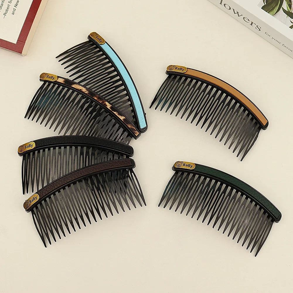 Women Side Bangs Hair Combs Hair Clips Simple Leather Back of The Head Hairpin Headwear Girls Hair Accessories