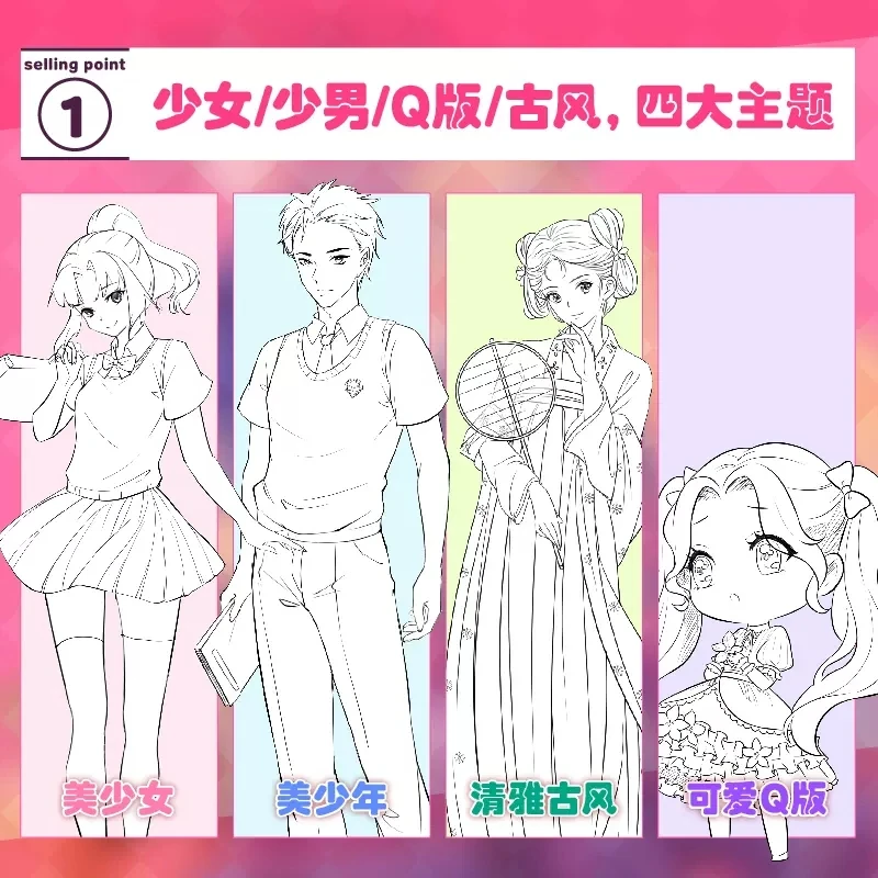 Comic Material Copy Collection: Comprehensive Chapter Anime Hand-drawn Line Drawing Manga Character Art Coloring Tracing Book