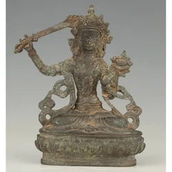 Antique Old earth Copper Bronze Manjushri Buddha boddhisattva statues