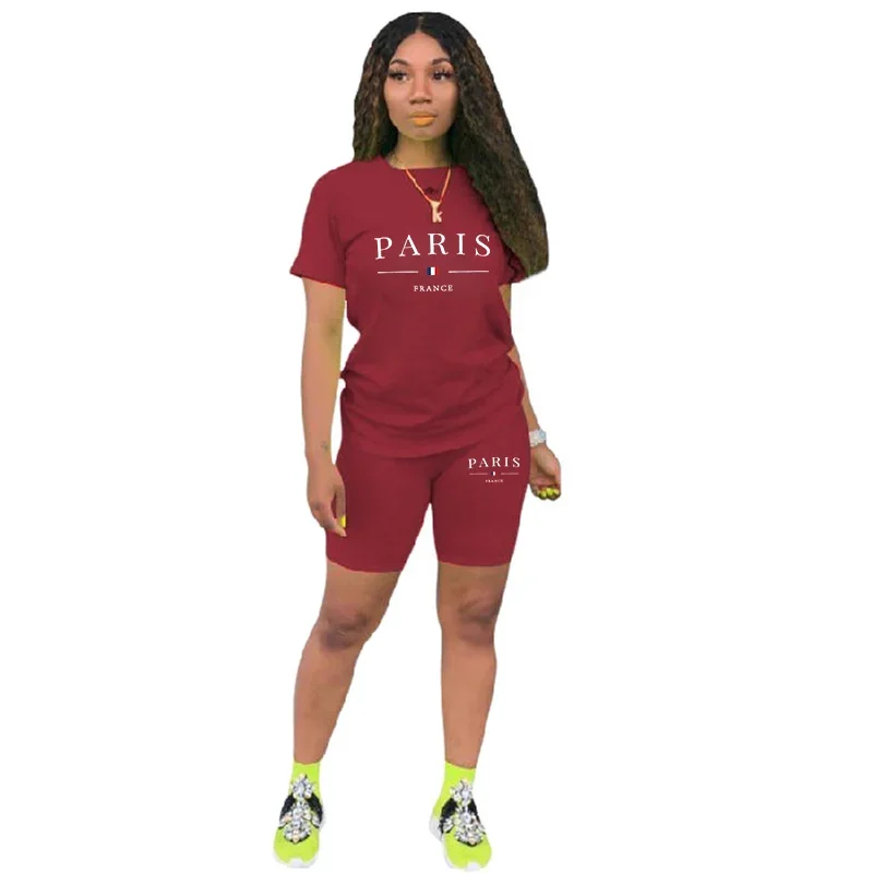 Neuer Sommer-Damen-Trainingsanzug, täglich, lässig, kurz, 2-teiliges Set, täglicher City-Druck, T-Shirts, Shorts, Outfits, Joggen, Damen-Kurzanzug