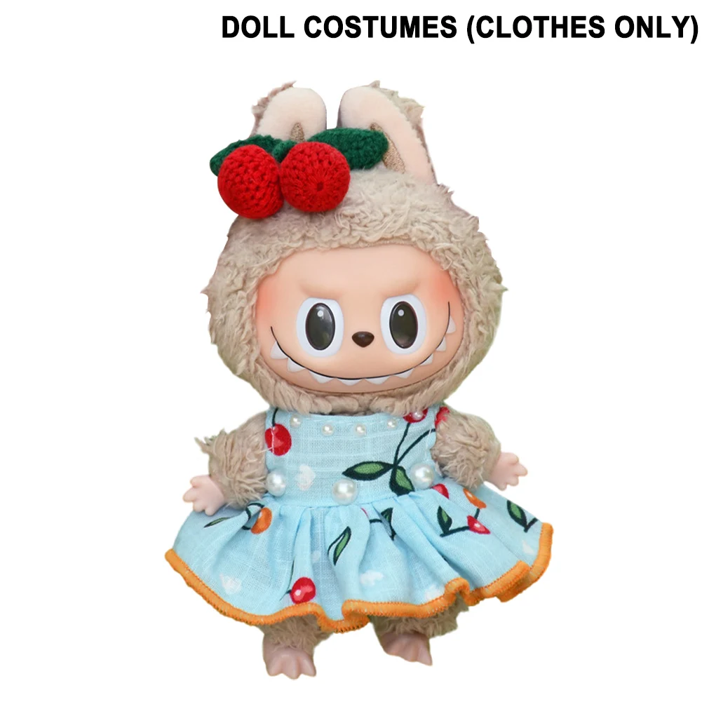 Seulement des vêtements mignons, Mini vêtements de poupée en peluche, pull, costume, accessoires pour poupées Labubu, vêtements, cadeau pour enfants, ensemble jupe cerise