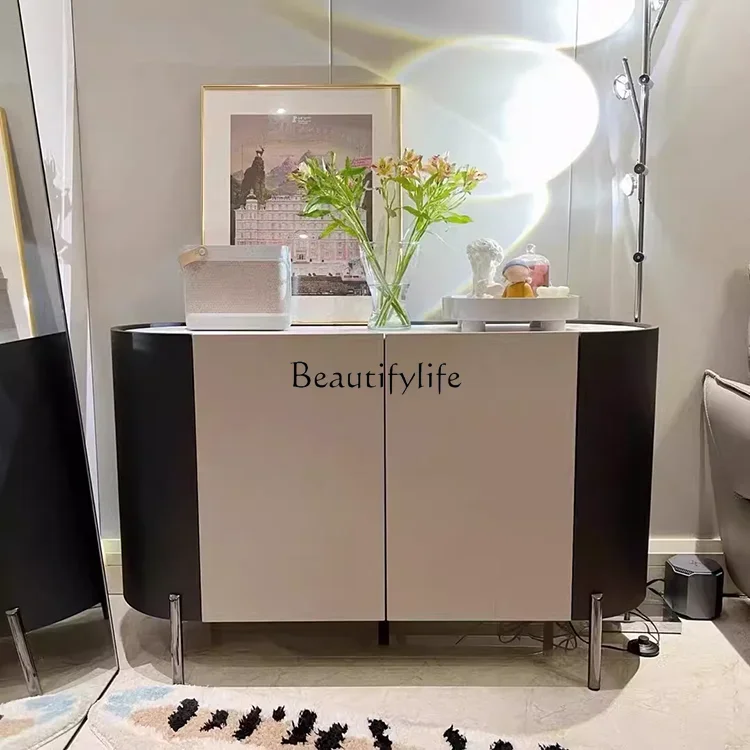 

56Italian minimalist smoked premium gray porch side cabinet