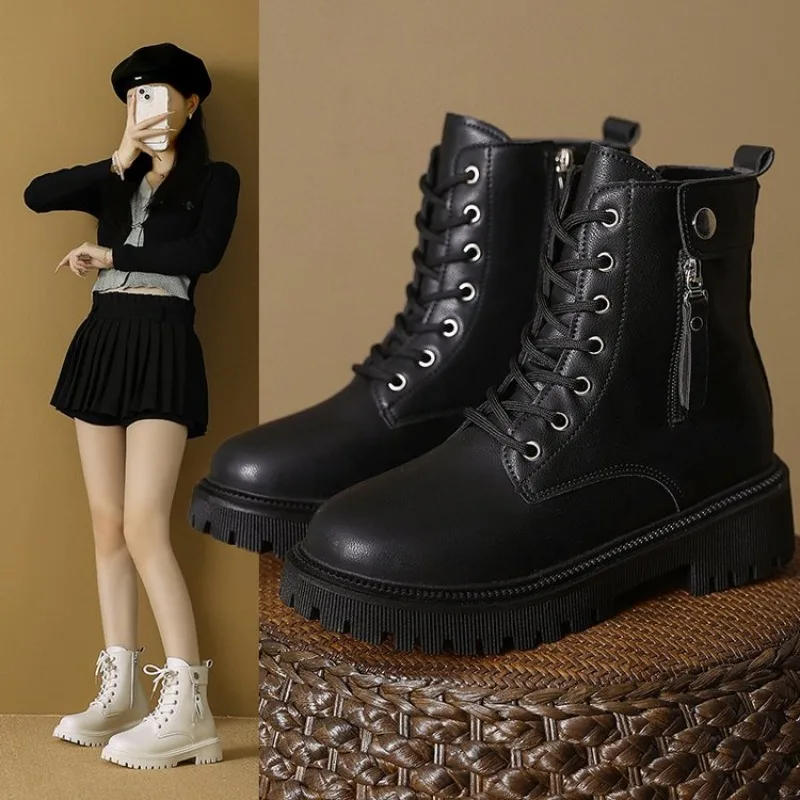 

Ankle Boots Women Autumn 2026 New Double Zipper Women's Ankle Boots Platform Thick Heel Motorcycle Boots Women Plus Size 41 42