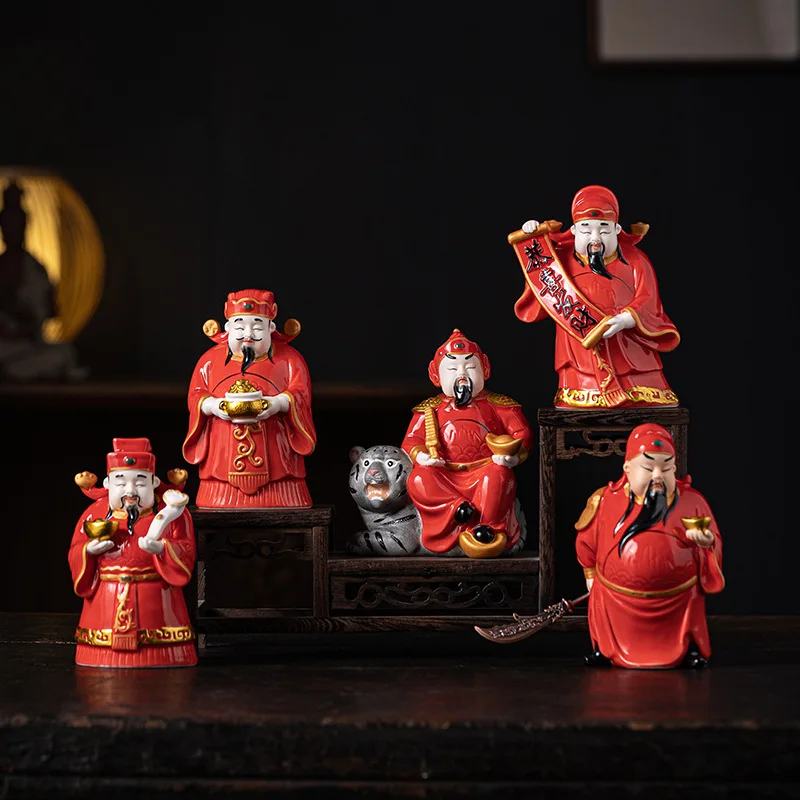 

Керамический пятисторонний бог богатства Гостиная Домашний декор Wu Wealth God Zhao Gongming Guan Gong Открытие магазина Украшение офиса Подарок