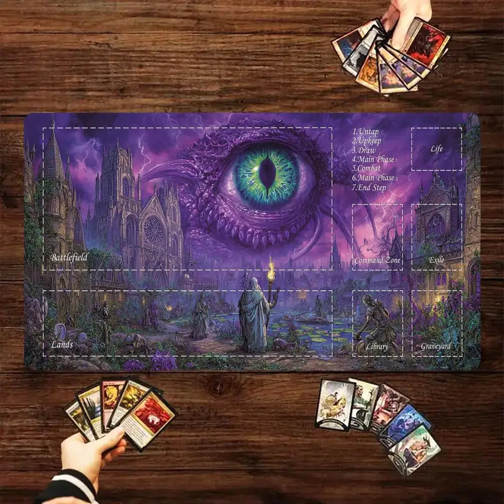 Magic card playmat with zones The Eye of the Devil TCG Playmat rubber anti-slip Desk Mat gamer keypad expansion gaming mouse pad