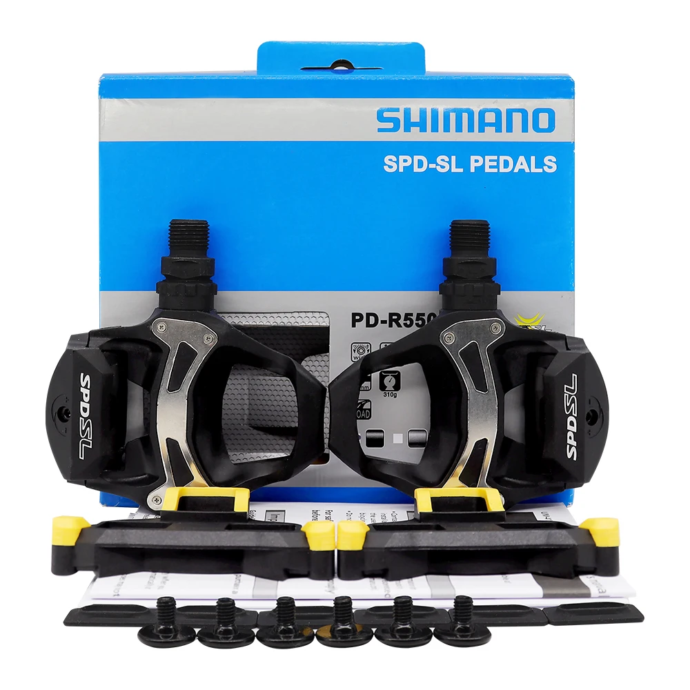 SHIMANO Tiagra SPD PD-R550 Road Bike Pedal Wide Platform Single Side Self-locking Bicycle Pedal with SM-SH11 Cleats