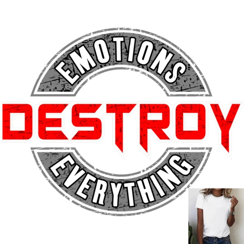 Vintage Trend 'EMOTIONS DESTROY EVERYTHING' Heat Transfer White Ink Iron - on Patch, Suitable for T - shirts/Canvas Bags,