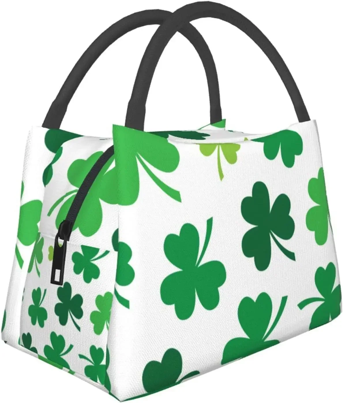 St Patrick'S Day Shamrock Four Leaf Insulated Lunch Bag Reusable Large Lunch Box Food Cooler Storage Tote for Work Travel Picnic