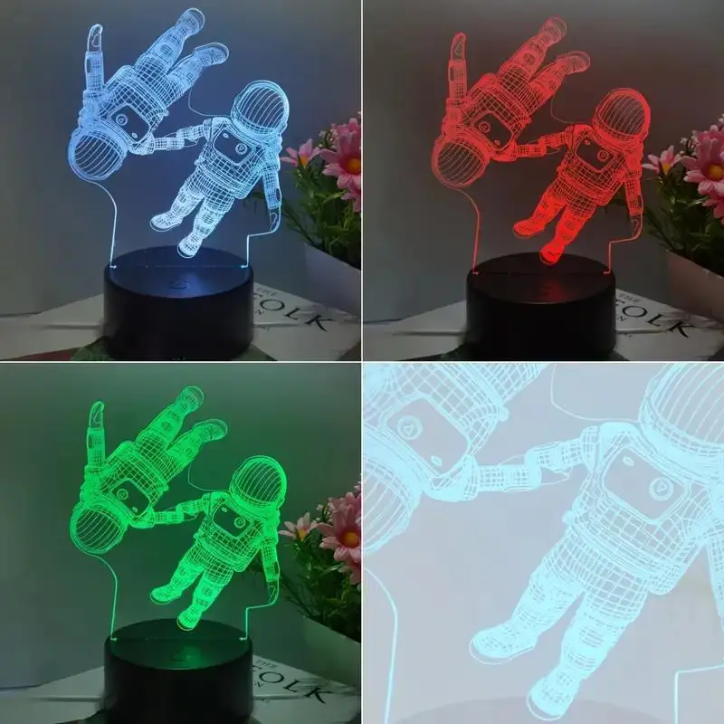 3D Night Light Astronaut USB Atmosphere Lamp Room Decoration camera da letto comodino Atmosphere Night Light Holiday Night Light Friends