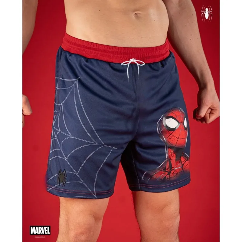 

Шорты с узором в стиле Marvel Spider Man - синие, с изображением Человека-паука