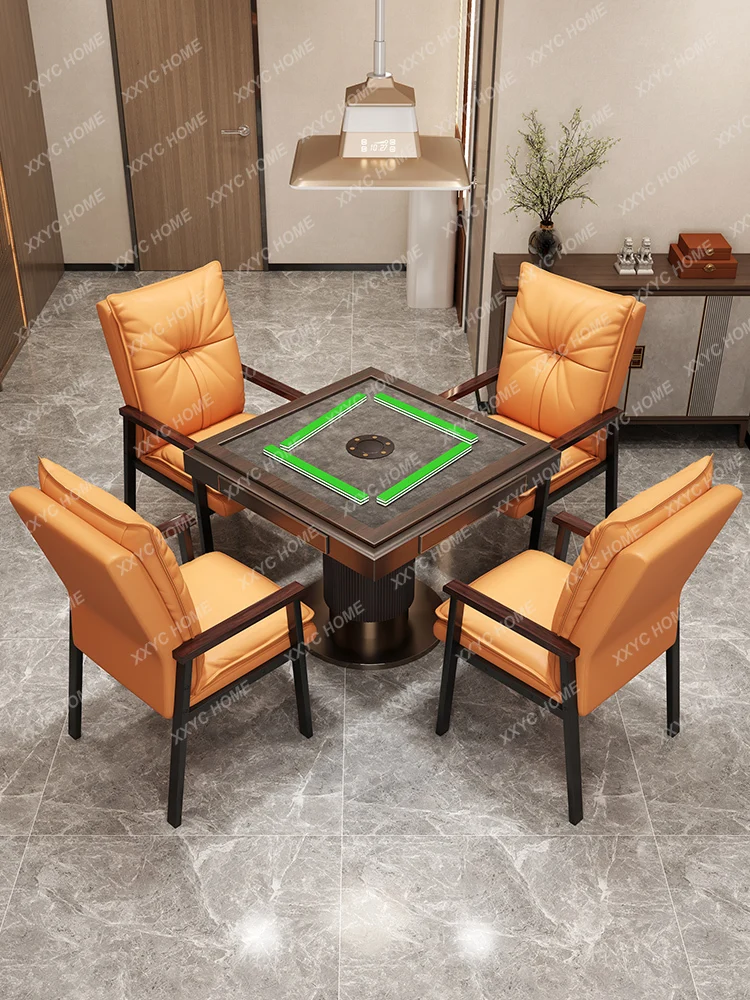 Tea House Chair Wash-Free Faux Leather Conference Chair Special Mahjong Chair for Chess and Card Room Four-Leg Backrest Chair