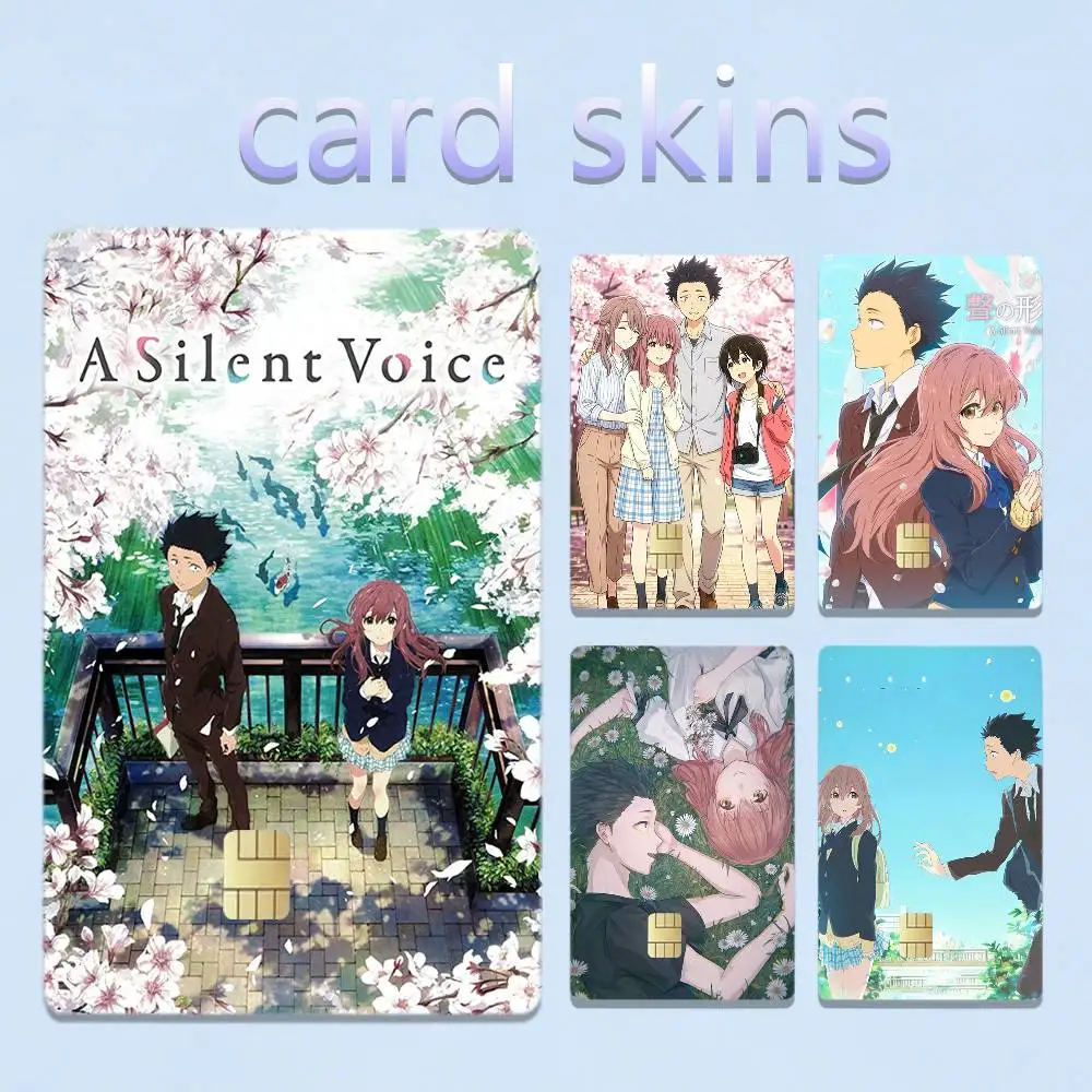 A Silent Voice Movie 4pcs 1Set Card Stickers Small Waterproof Chip 4PCS Card Sticker Anti-Scratch