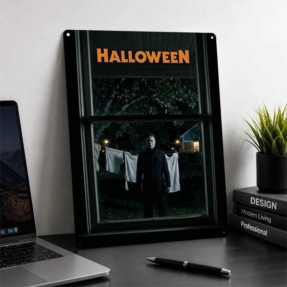 Michael Myers Halloween Movie Personalized 3D Textured Metal Poster Wall Art Vintage Tin Signs for Decor Living Room Wand Deko