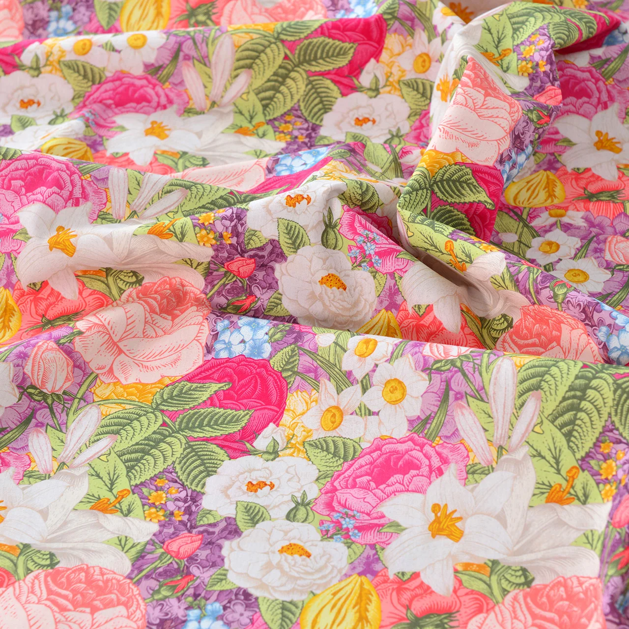 145x50cm Schöner, großfloriger, bedruckter 40S Baumwoll-Popeline-Stoff für DIY-Handarbeit, Kleidung, Foto-Requisiten, Nähstoff – Detail 10