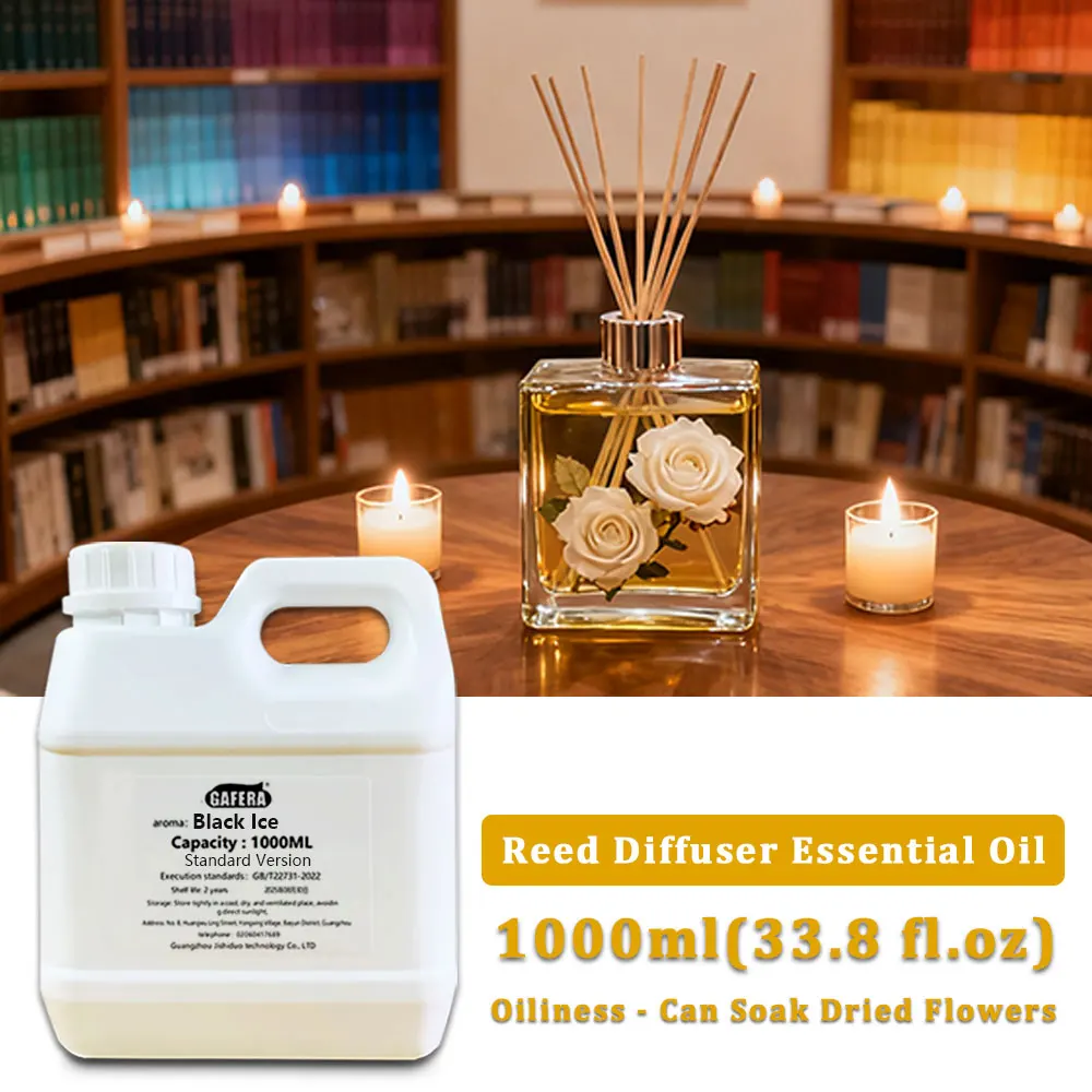 GAFERA 1000ml(33.8 fl.oz) Black Ice Ritz-Carlton Flameless Aromatherapy Essential Oils - Reed Diffuser Oil, Large Bottle Perfume