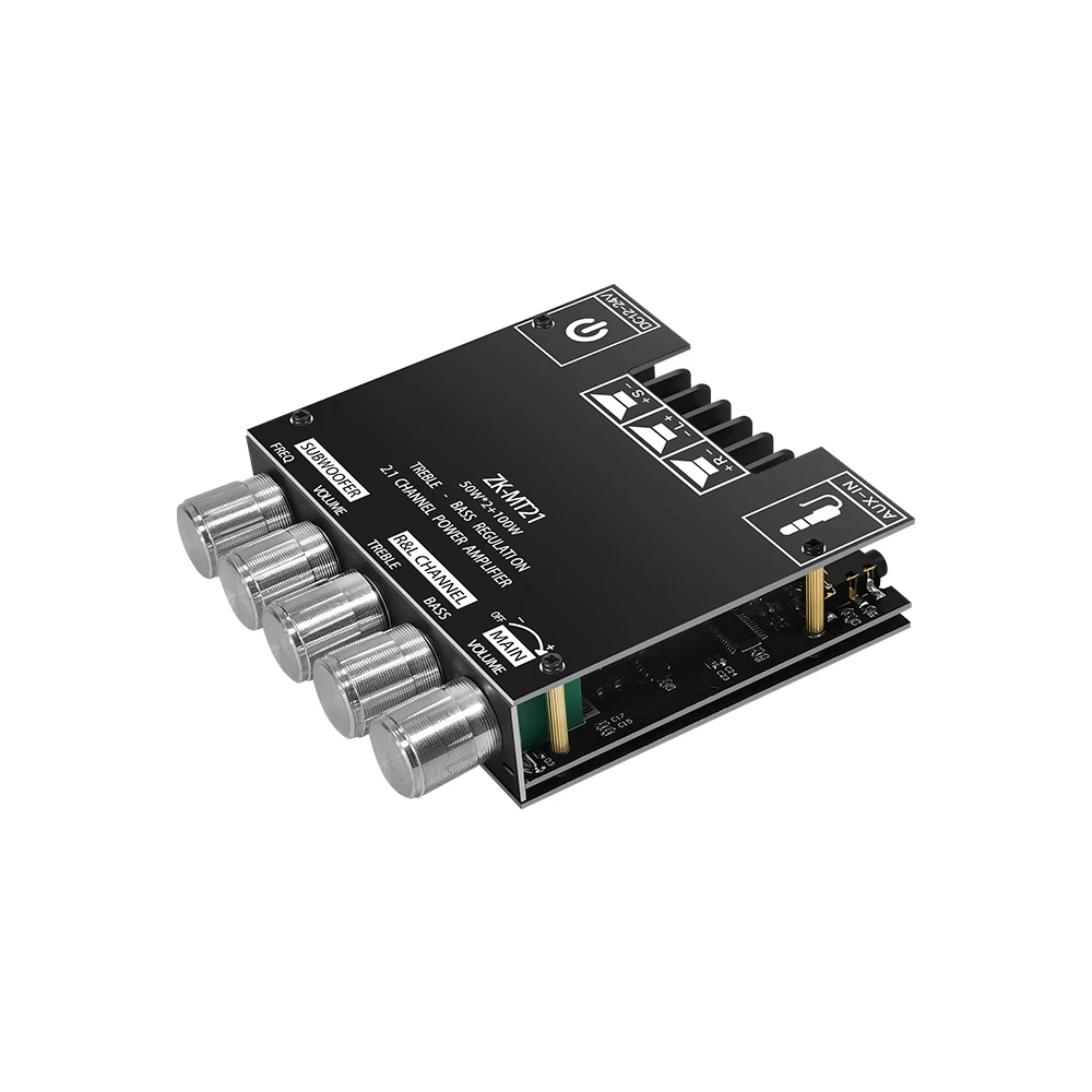 ZK-MT21 بلوتوث 5.0 2.1 قناة مكبر للصوت مجلس 50 واط × 2 + 100 واط مضخم الصوت أمبير ، CS8673E الصوت ستيريو الطاقة أمبير مع باس و AUX المدخلات #6