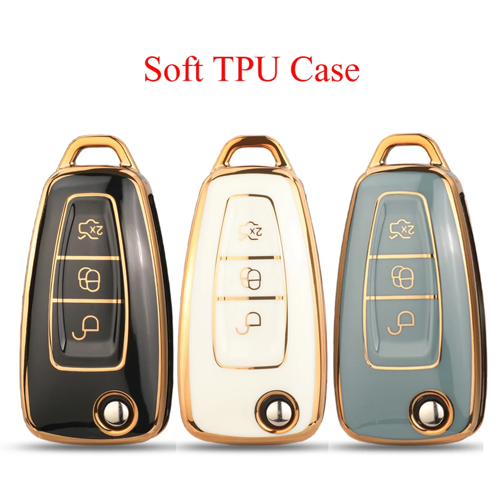 

Jingyuqin 3 Buttons Soft TPU Car Remote Key Case FOB For Ford Ranger C-Max S-Max Focus Galaxy Mondeo Transit Tourneo Custom