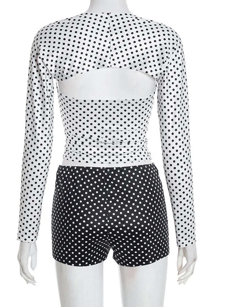 طقم ملابس نسائي من Beyprern مكون من 3 قطع - قبعة بأكمام طويلة + قمة أنبوبية + شورت عالي الخصر بدلة Y2K ملابس الشارع الشهير