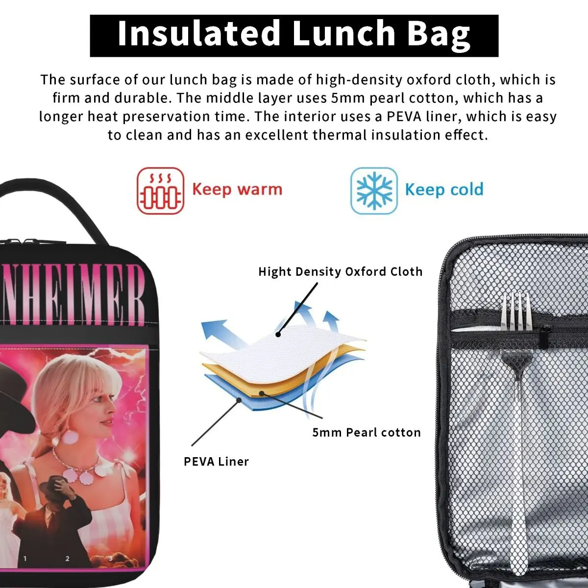 Barbenheimer Merch Insulated Lunch Bag Work Destroyer of Word Storage Food Box Reusable Fashion Cooler Thermal Bento Box