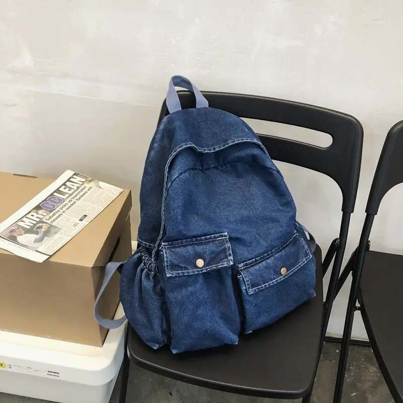 حقيبة الظهر الكورية Harajuku للجنسين سوفتباك زيبر عادية بسيطة عالية السعة على ظهره المرأة Bookbag موري فتاة