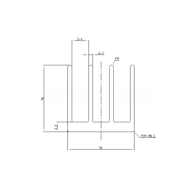Aluminum Profile Heat Sink 50×16×16mm Electronic Cooler for IC, Motherboard, PCB and Chip