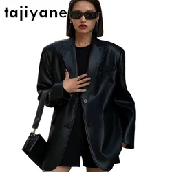 Tajiyane-女性のための本革ジャケット,本物のシープスキン,短い革のスーツ,女性の服,秋,冬,2022