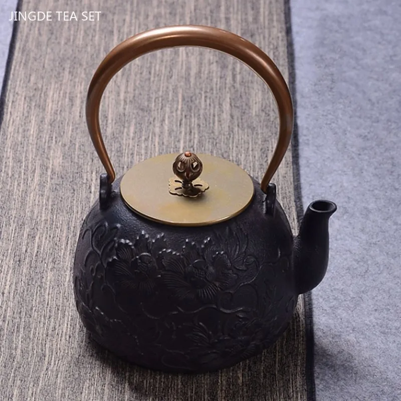 900ml Customized Cast Iron Tea Pot Japanese Antique Craft Iron Teapot with Filter Screen Kettle Kitchen Tea Set Supplies