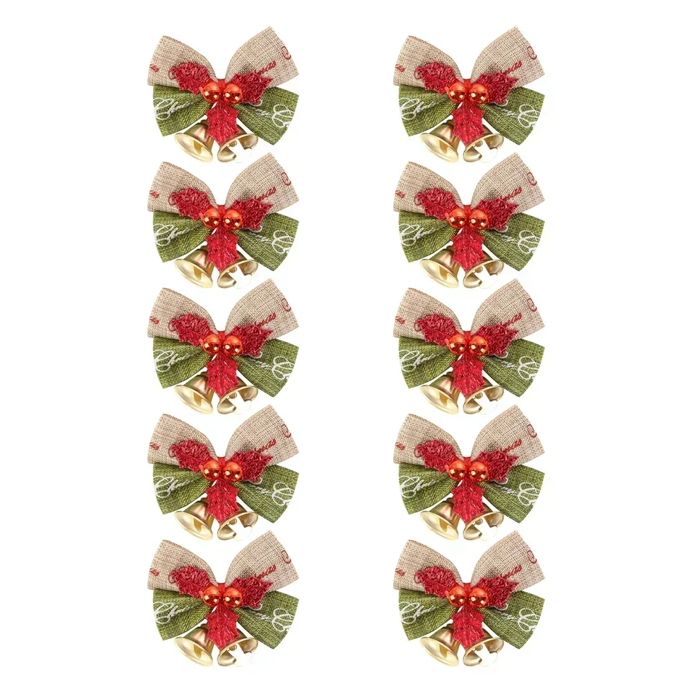 Christmas Tree Bows 4.5 X 4cm Christmas Mini Bells Bow Decorations Flower Garlands Pendants Gifts Christmas Bow Ornaments